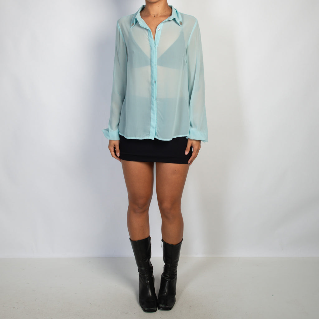 BLUE SHEER BLOUSE