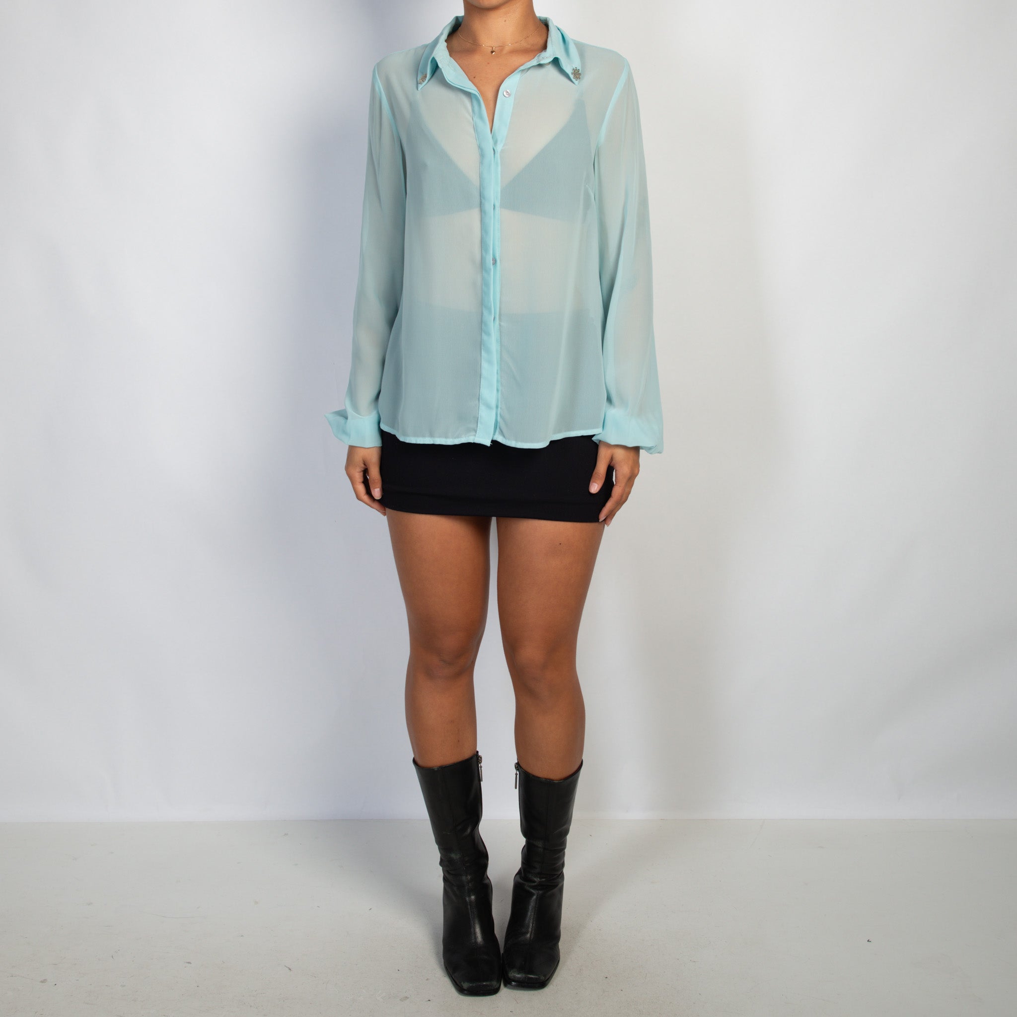 BLUE SHEER BLOUSE