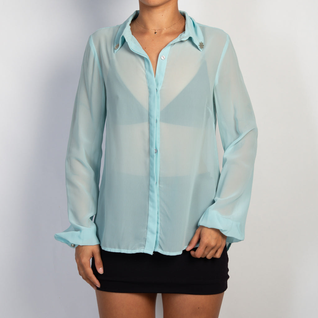 BLUE SHEER BLOUSE
