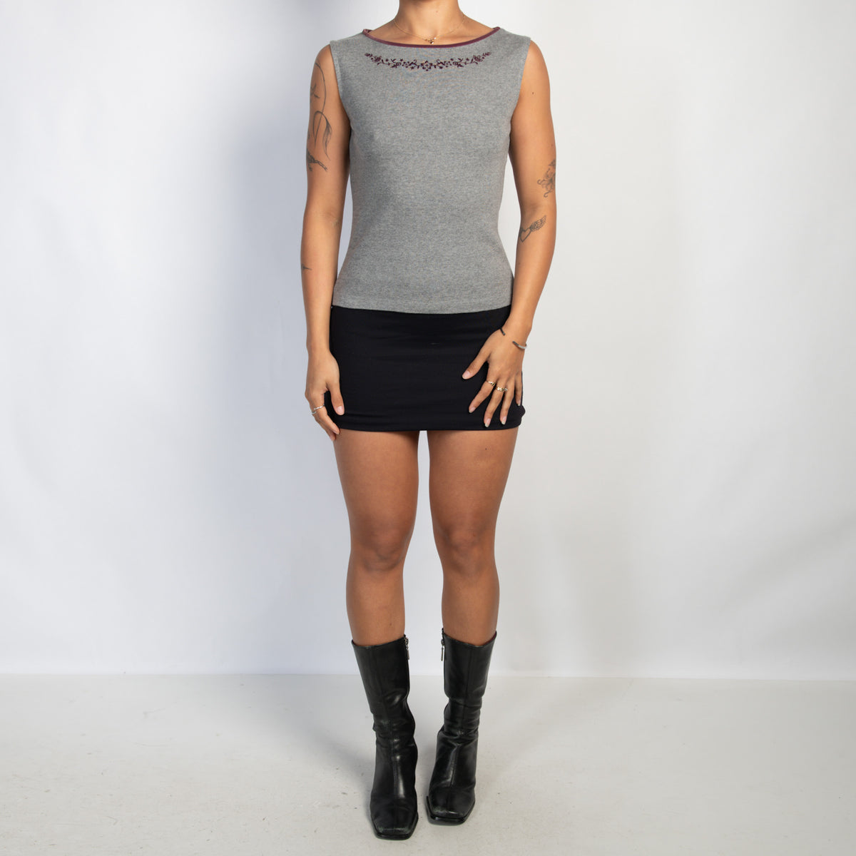 GREY COTTON TANK TOP