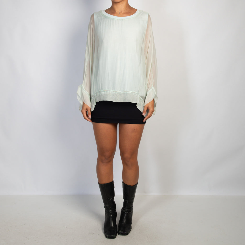 MINT SILK LAYERED TOP