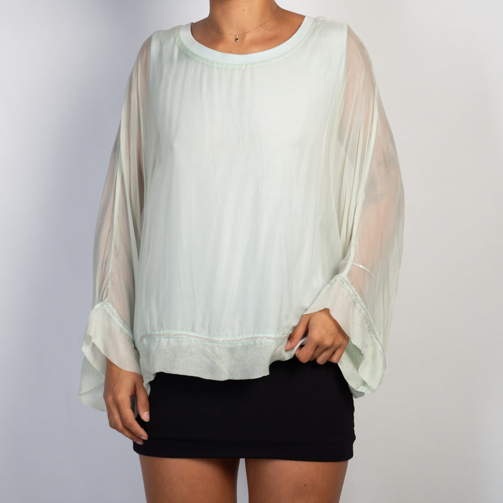 MINT SILK LAYERED TOP