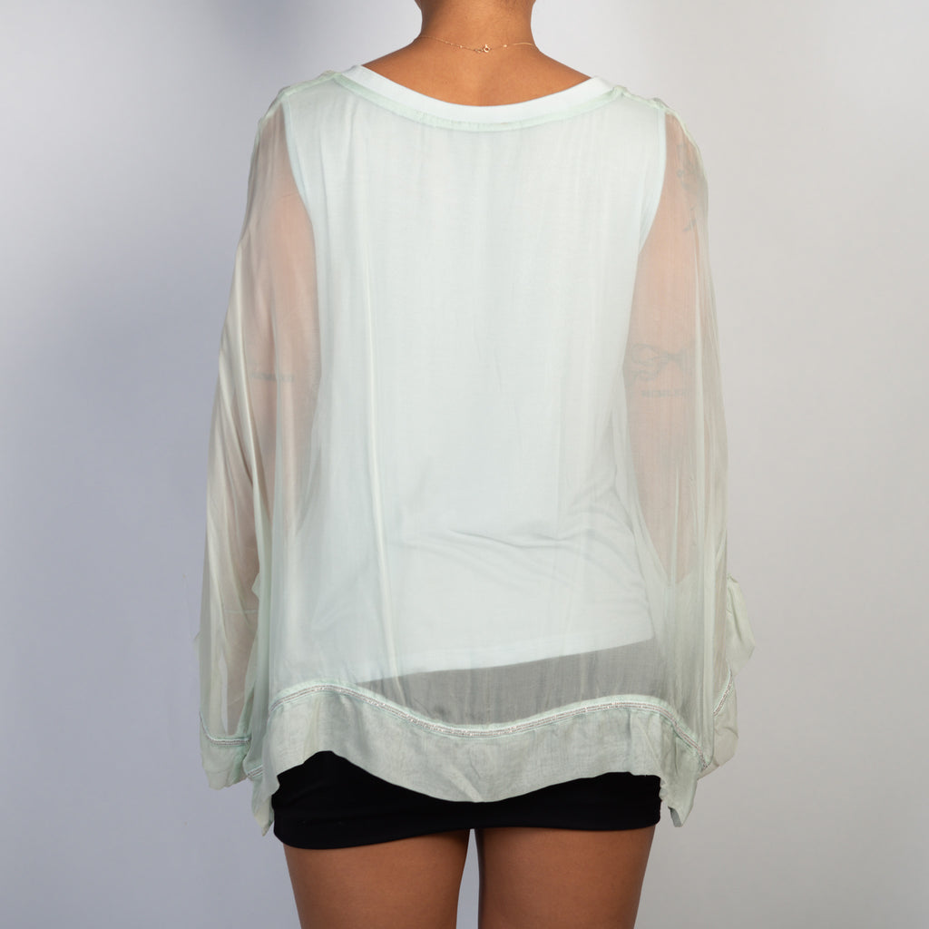 MINT SILK LAYERED TOP