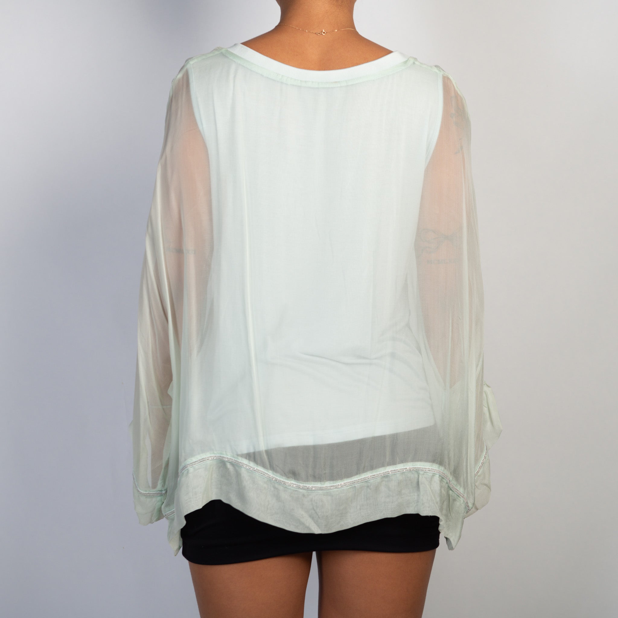 MINT SILK LAYERED TOP