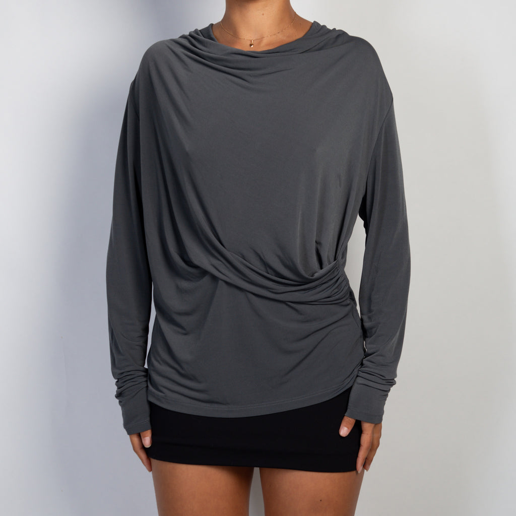 SLATE SLINKY RUCHED TOP
