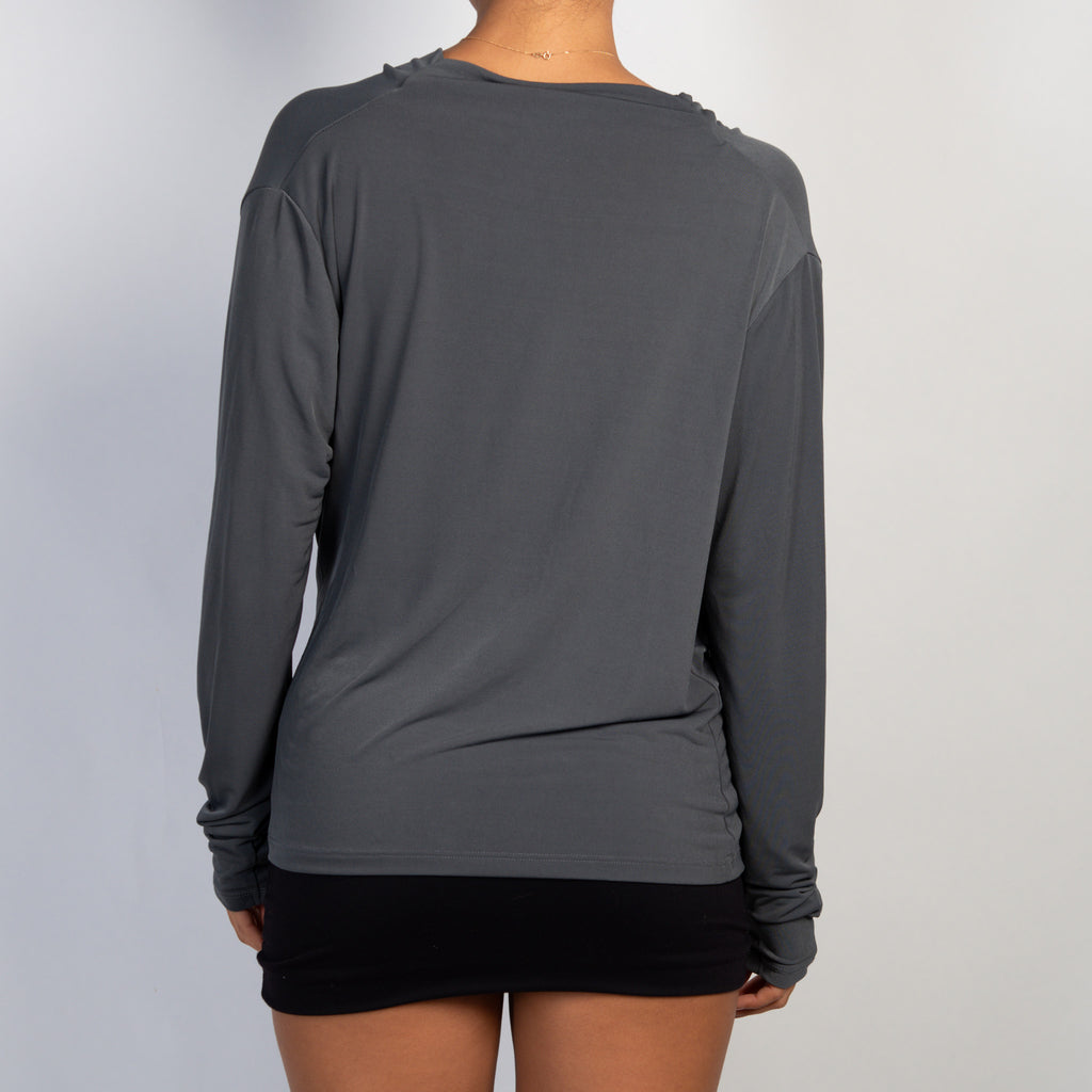 SLATE SLINKY RUCHED TOP