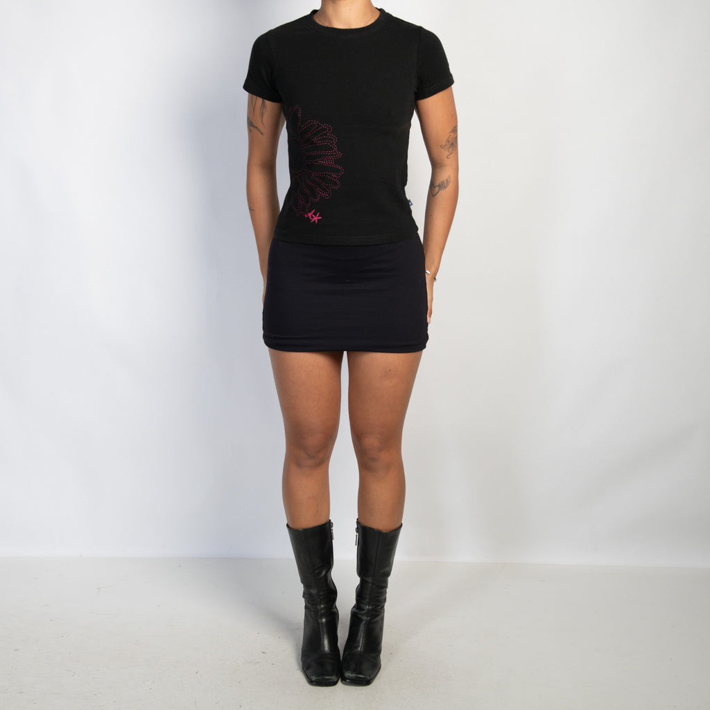 BLACK FLORAL BABY TEE