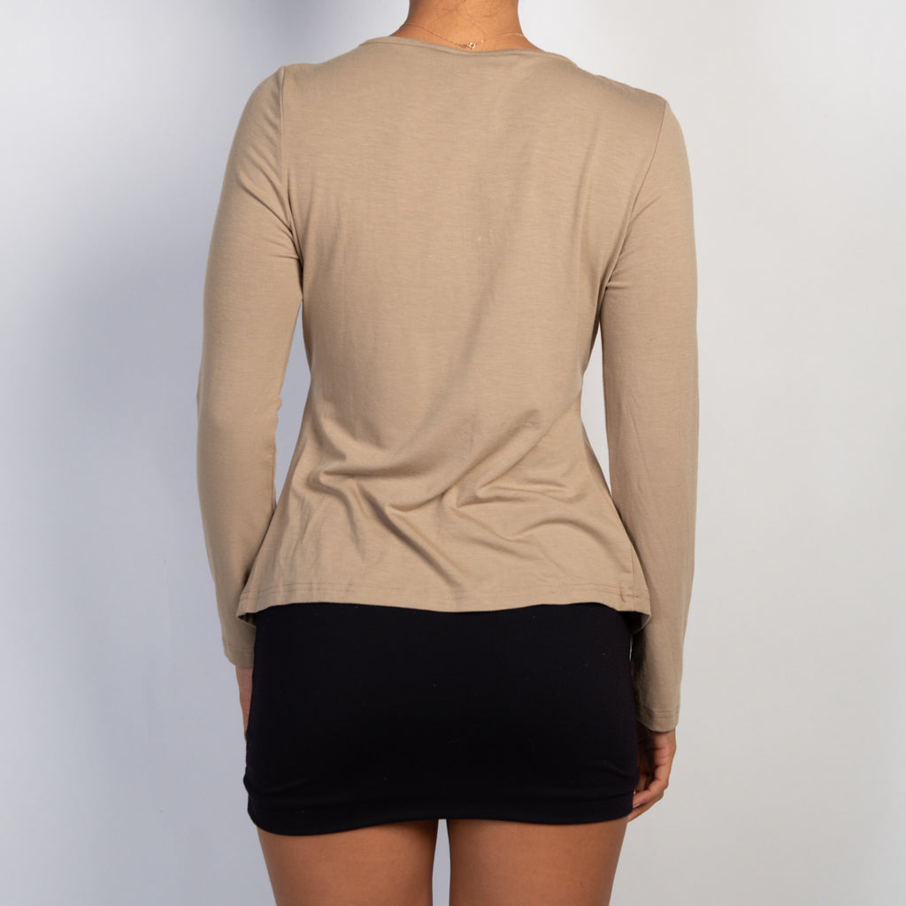 TAN SEQUIN STRETCH TOP