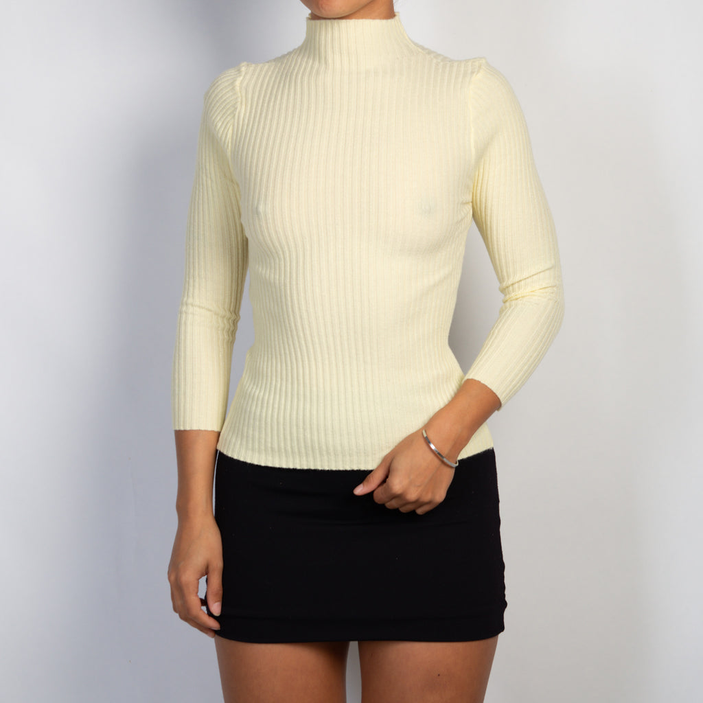 YELLOW KNIT RIB TOP