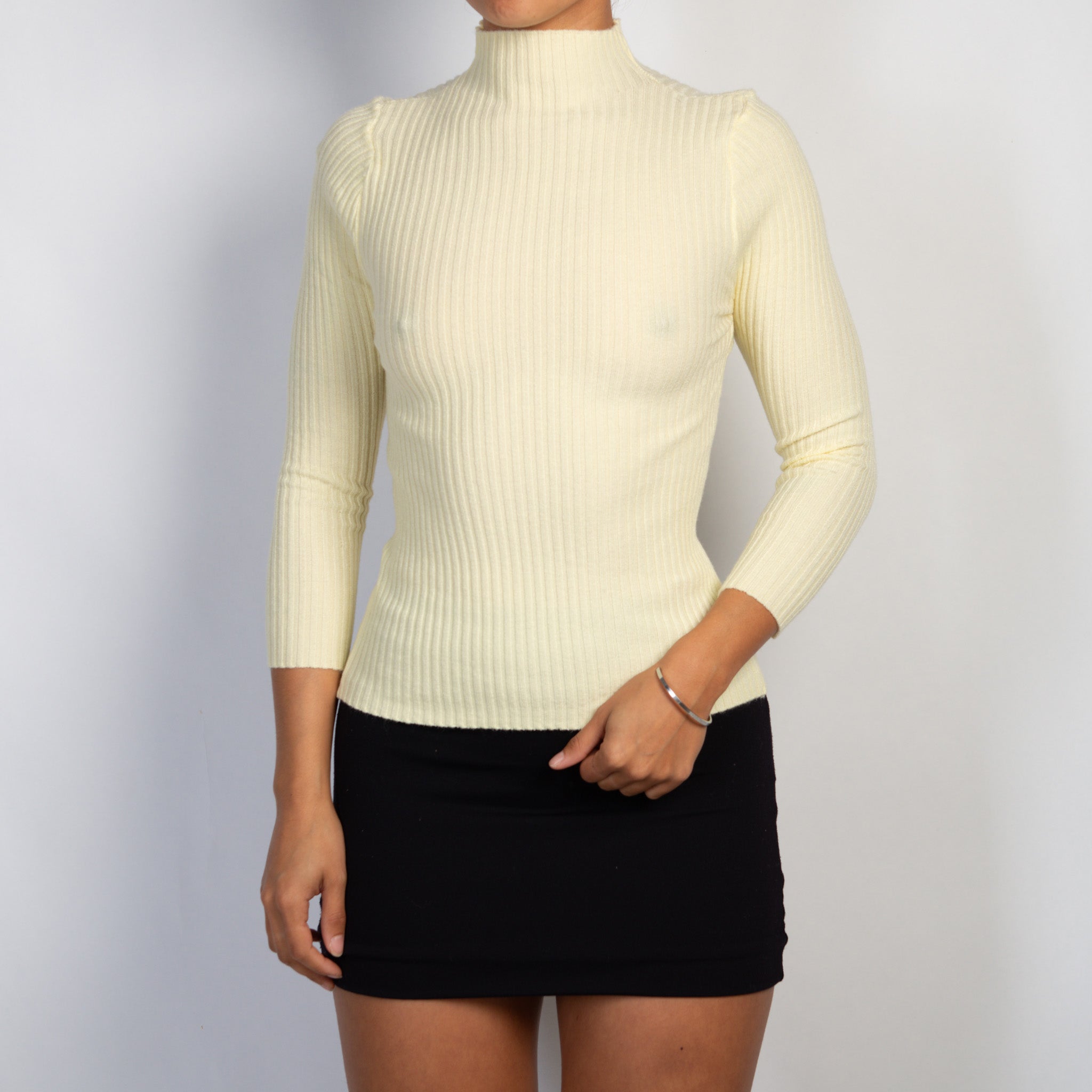 YELLOW KNIT RIB TOP