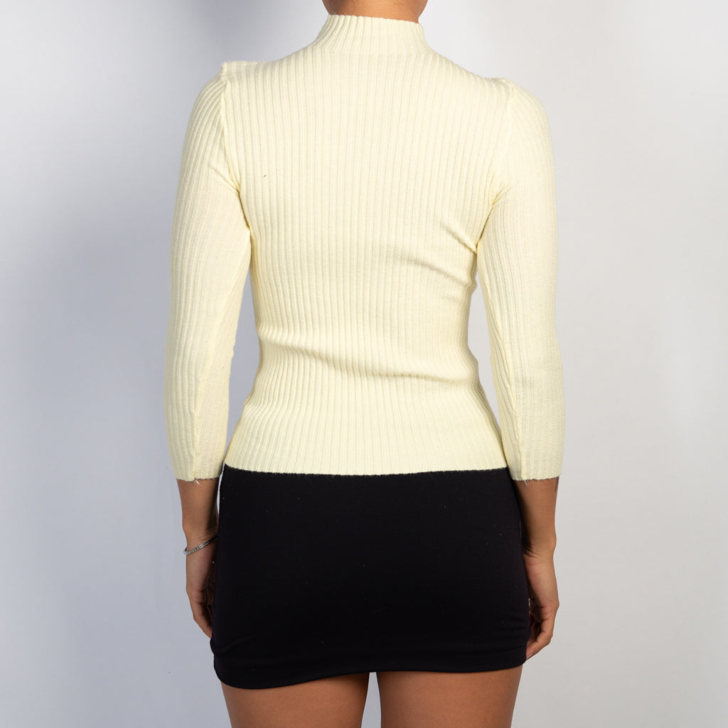 YELLOW KNIT RIB TOP