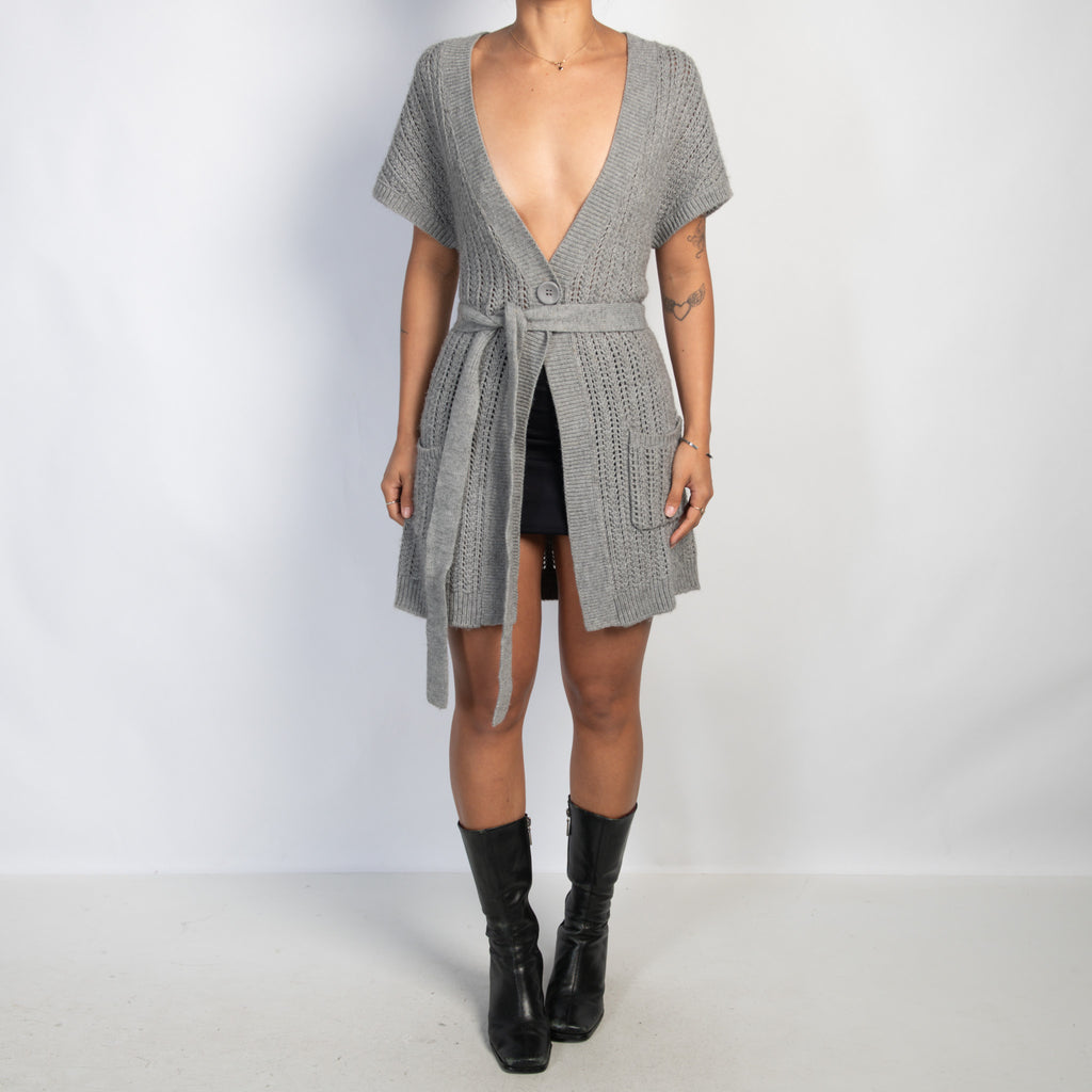 GREY LONGLINE CARDIGAN