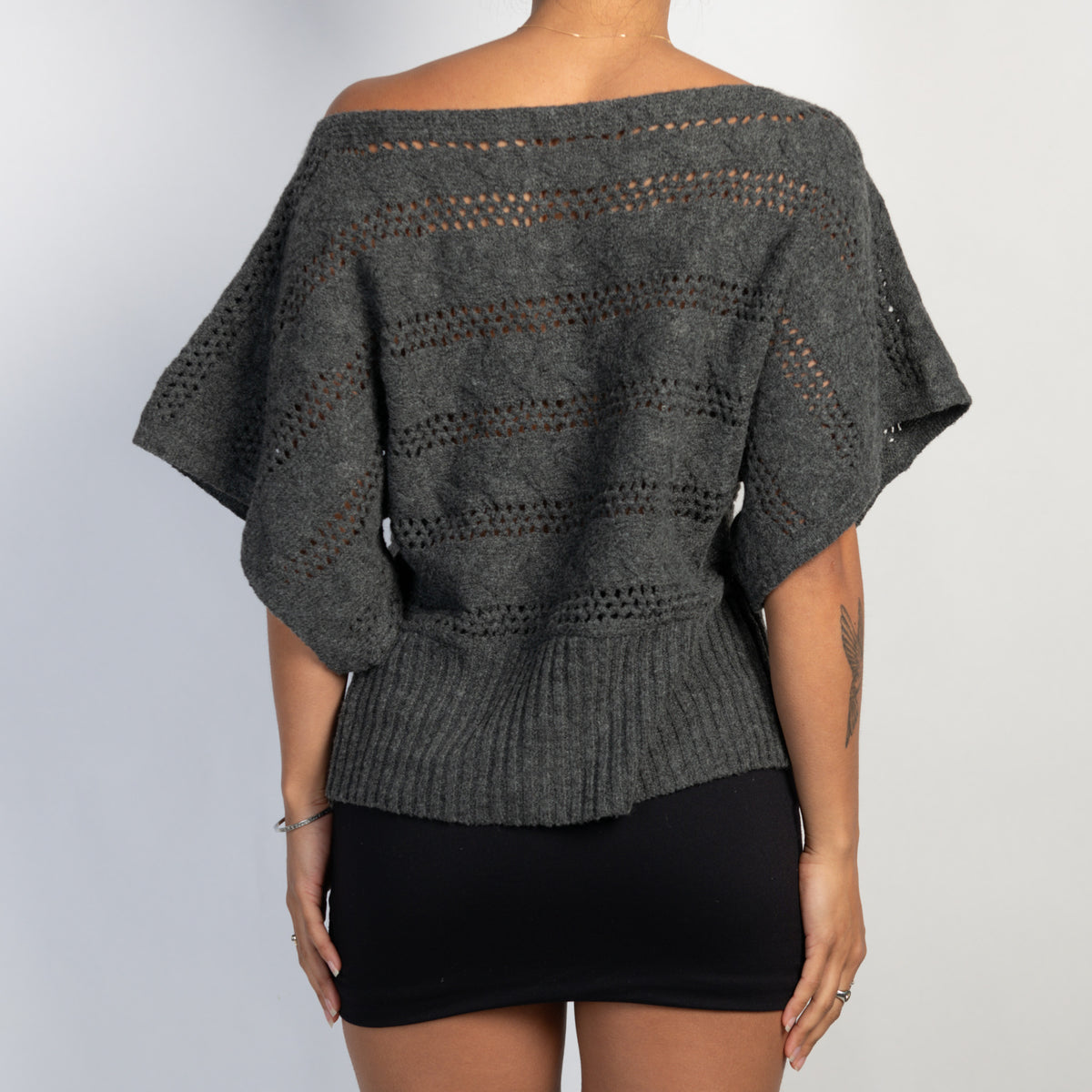 GREY KNIT BATWING TOP
