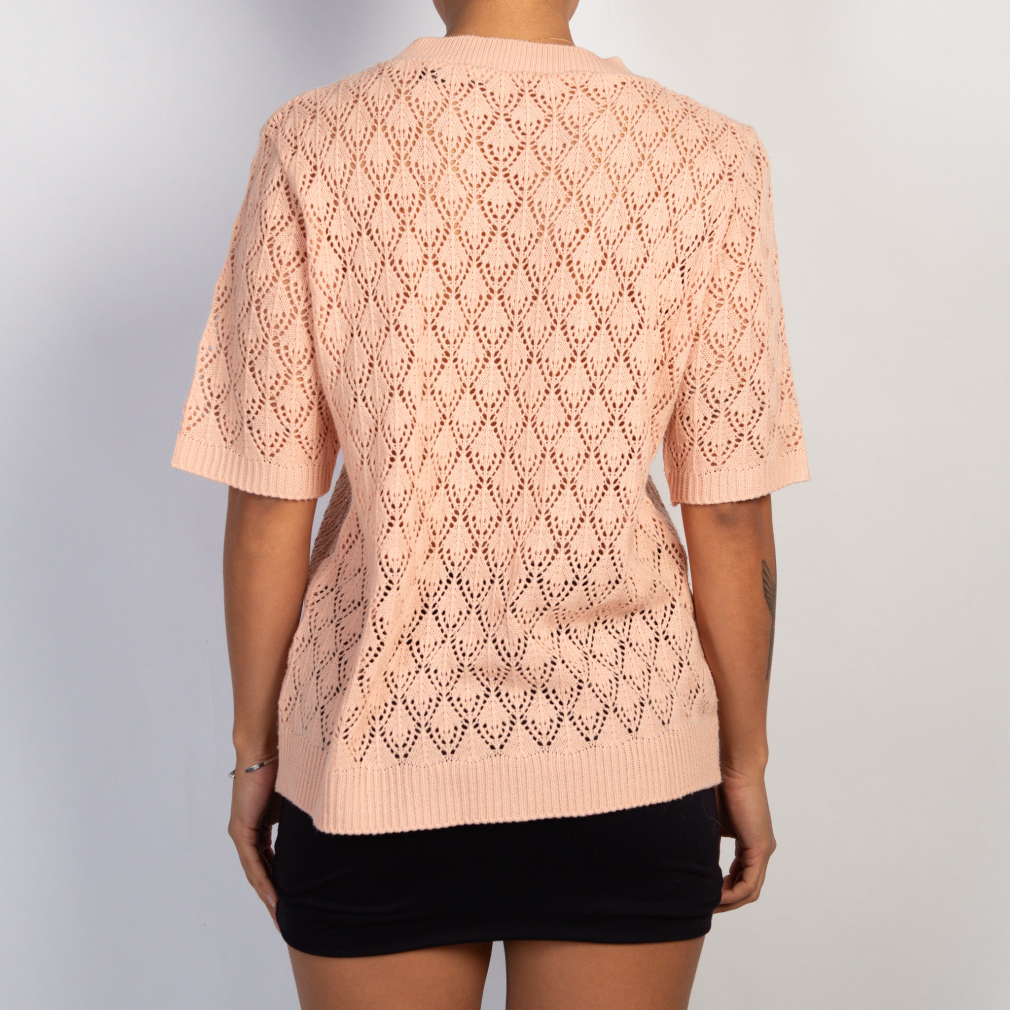 PINK OPEN KNIT TOP