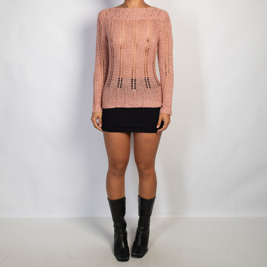 PINK OPEN KNIT TOP