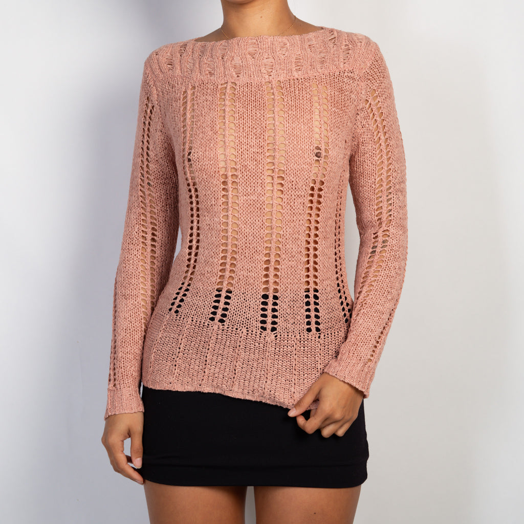 PINK OPEN KNIT TOP