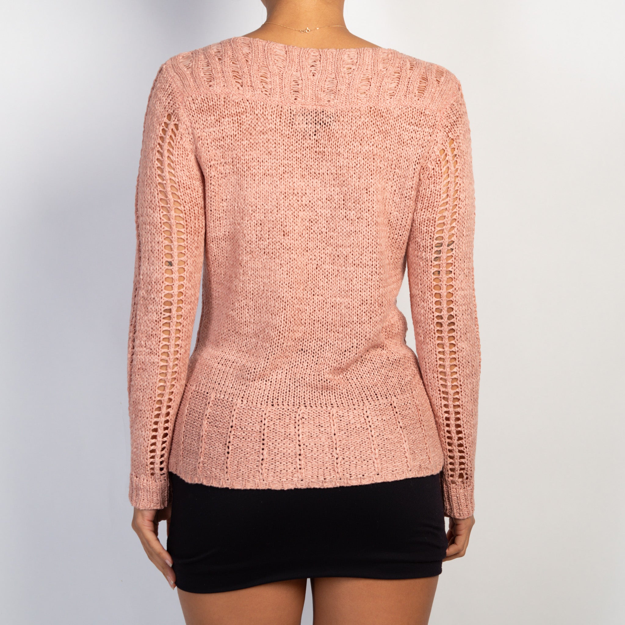 PINK OPEN KNIT TOP