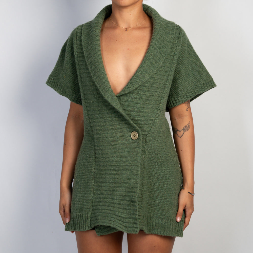 GREEN WOOL CARDIGAN