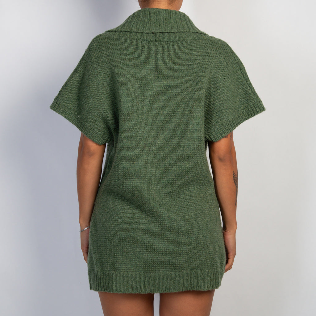 GREEN WOOL CARDIGAN