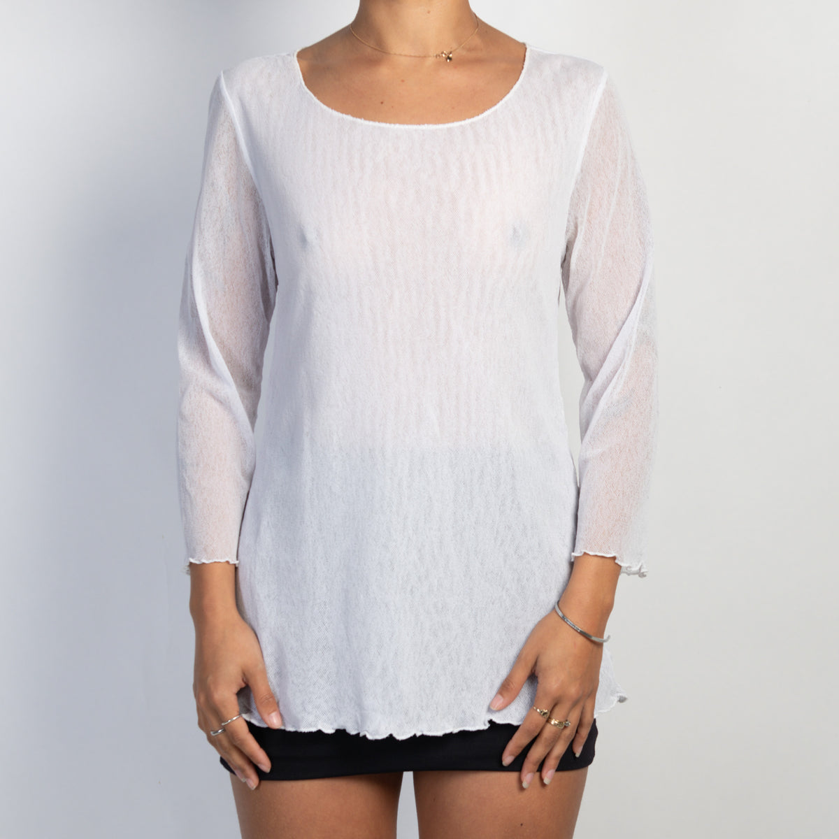 WHITE MESH TOP