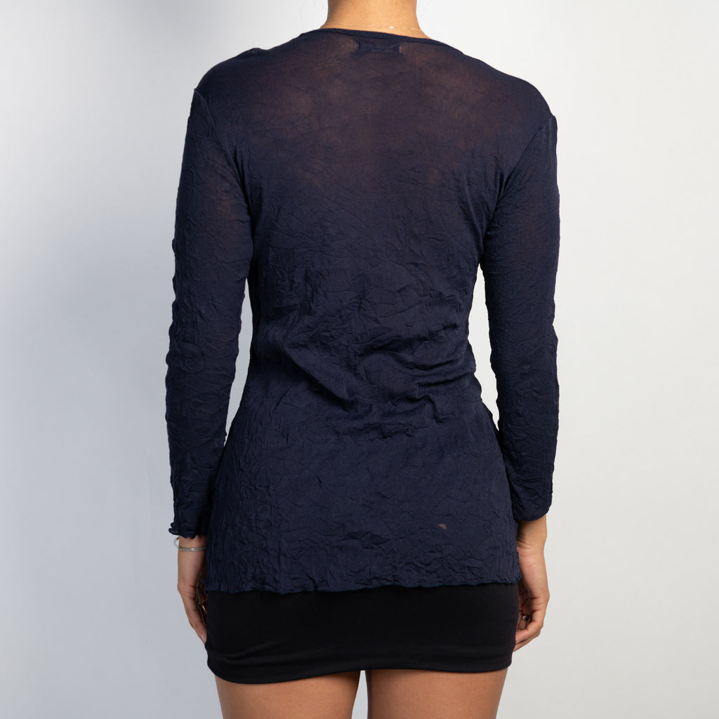 NAVY MESH TOP