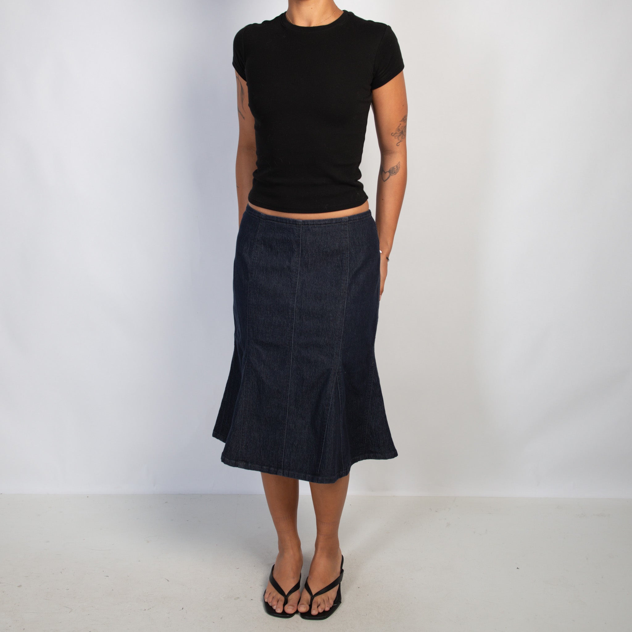 DARK DENIM MIDI SKIRT