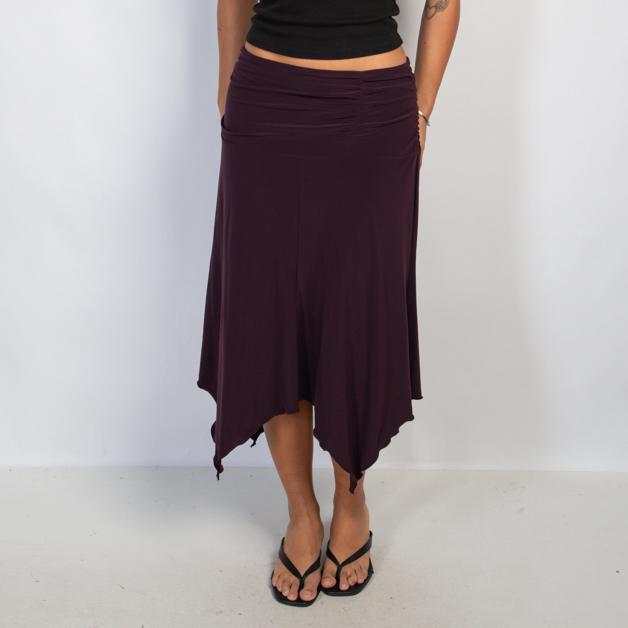 PURPLE SLINKY MIDI SKIRT