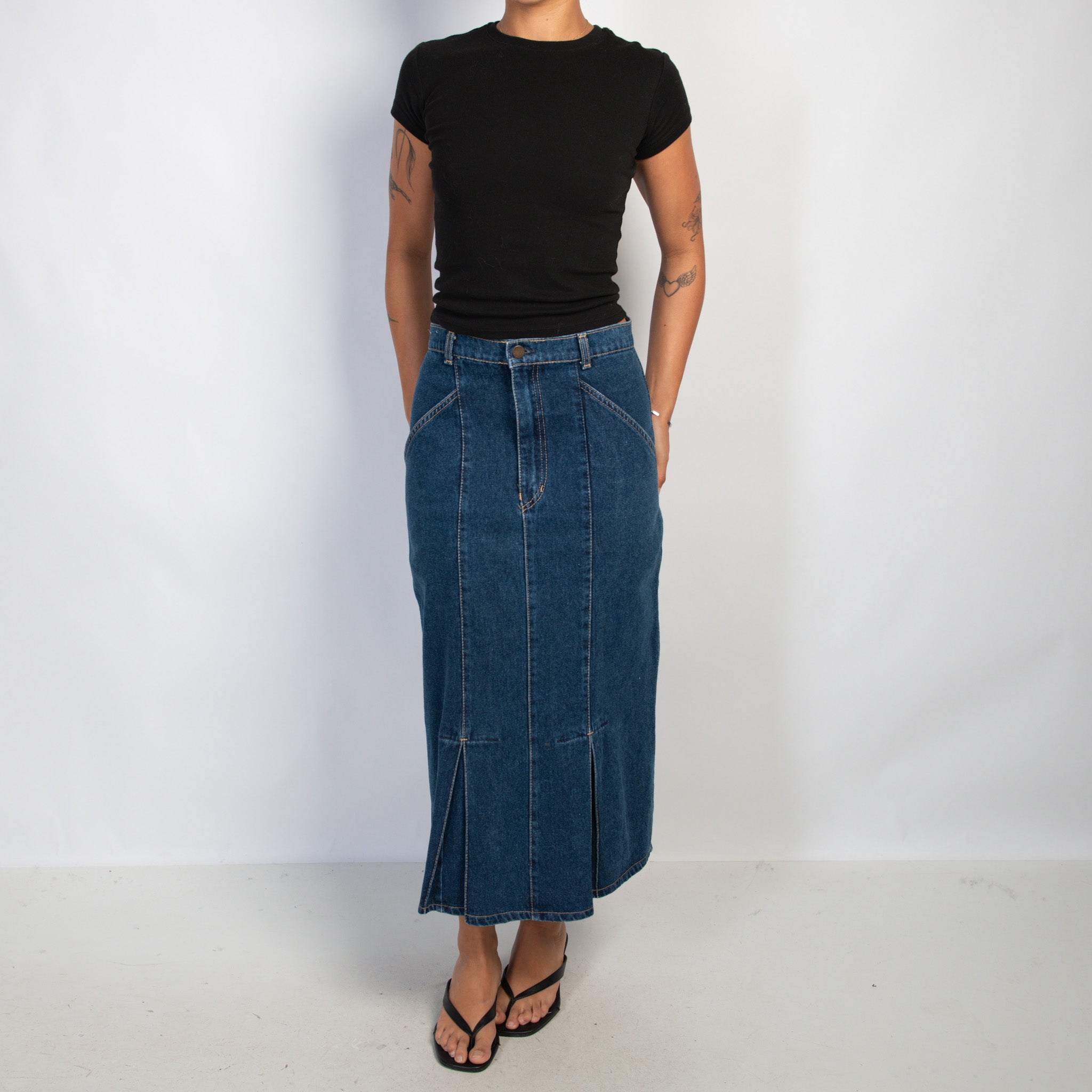 DENIM LONGLINE SKIRT