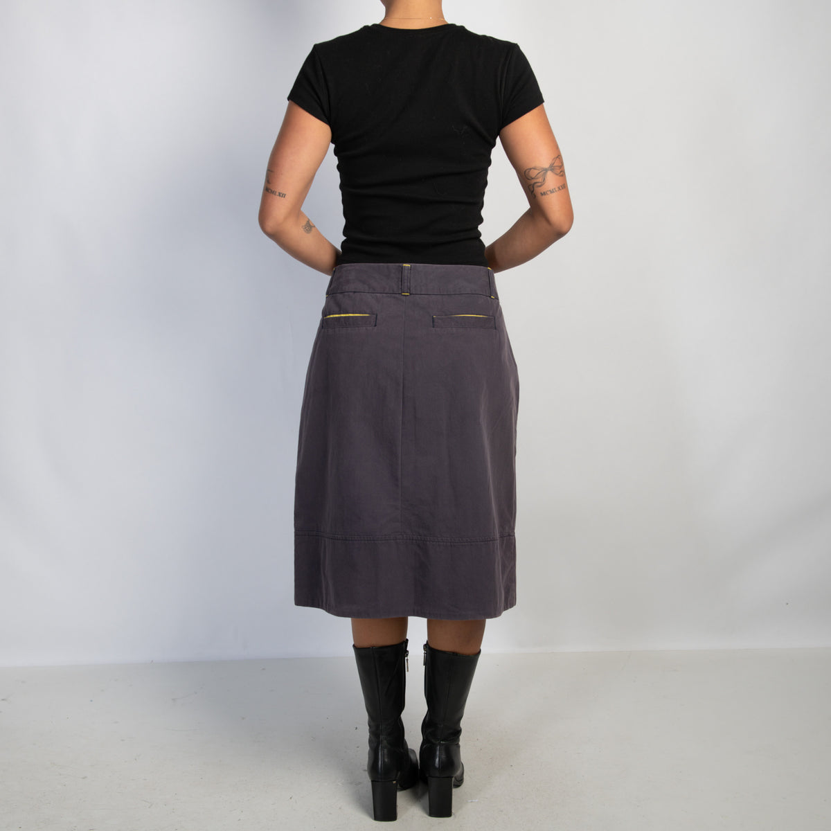 FADED NAVY MIDI SKIRT