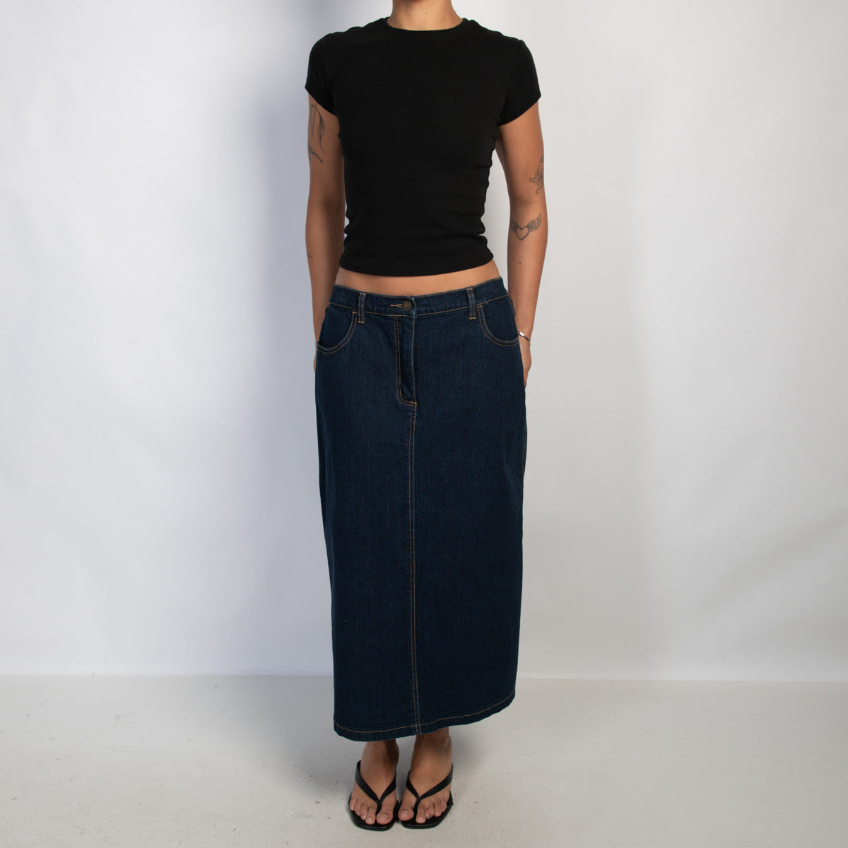 DENIM LONGLINE SKIRT