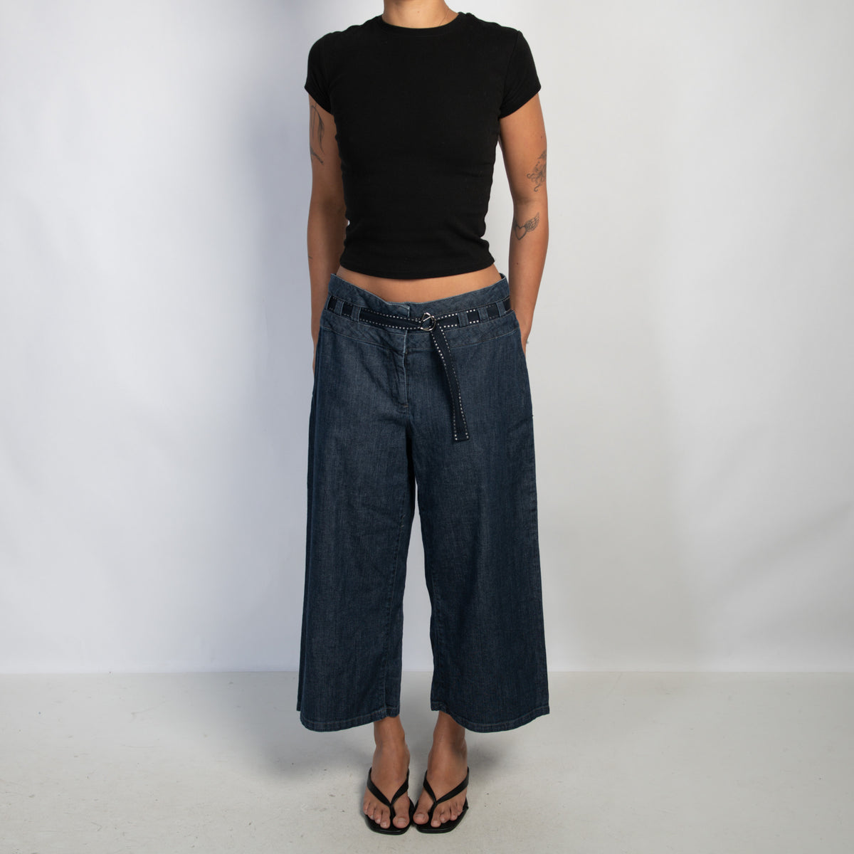 SOFT DENIM WIDE LEG PANTS