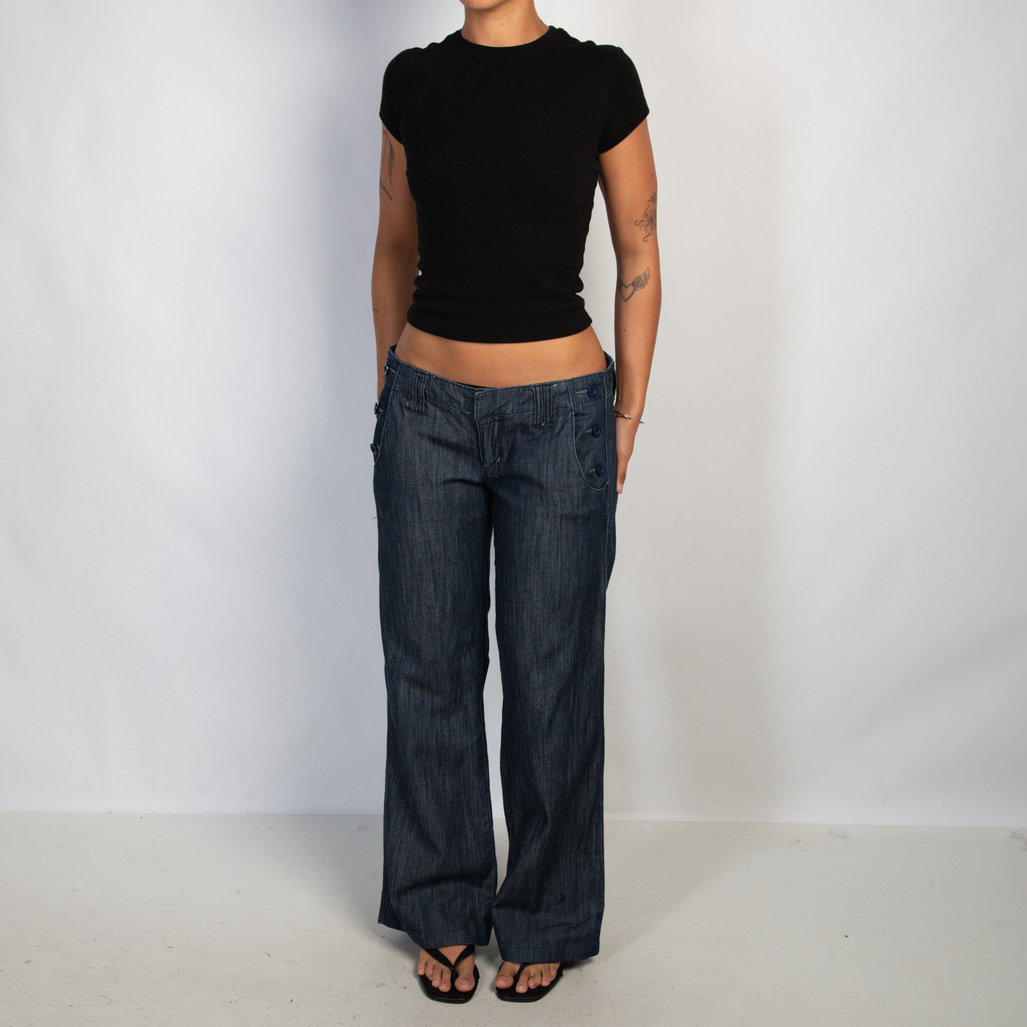 DARK DENIM WIDE LEG PANTS