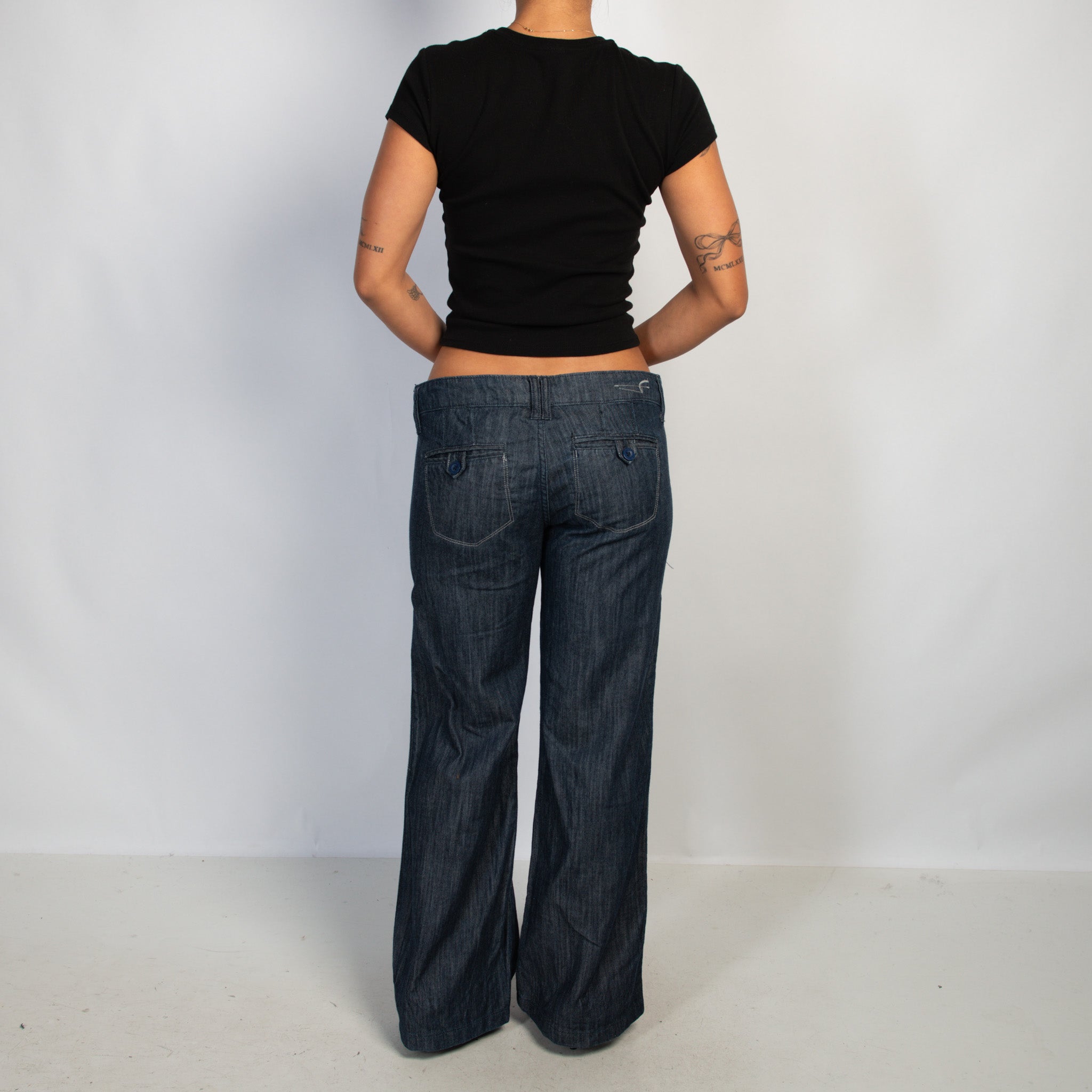 DARK DENIM WIDE LEG PANTS