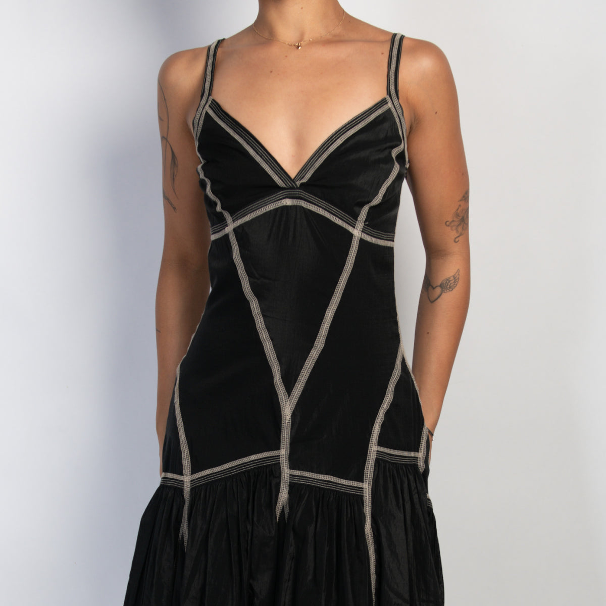 CONTRAST STITCH DRESS