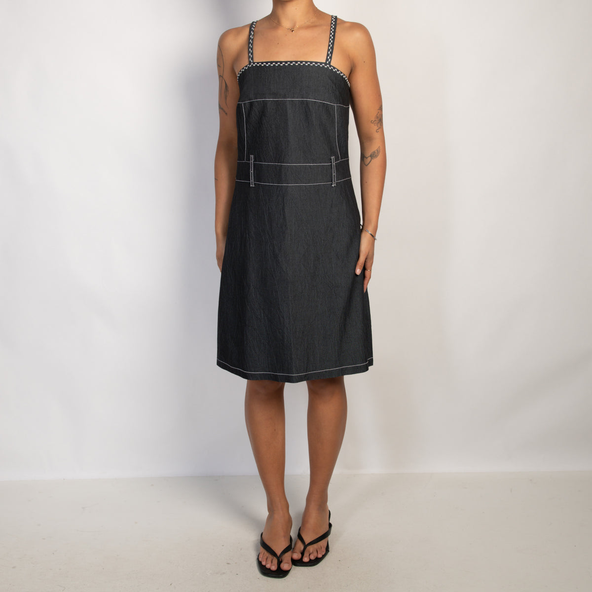 CONTRAST STITCH MIDI DRESS