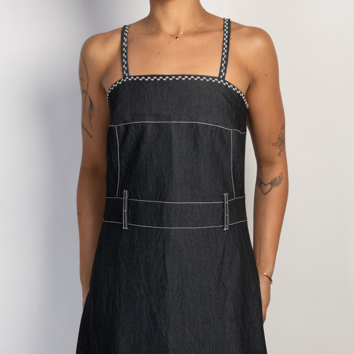 CONTRAST STITCH MIDI DRESS