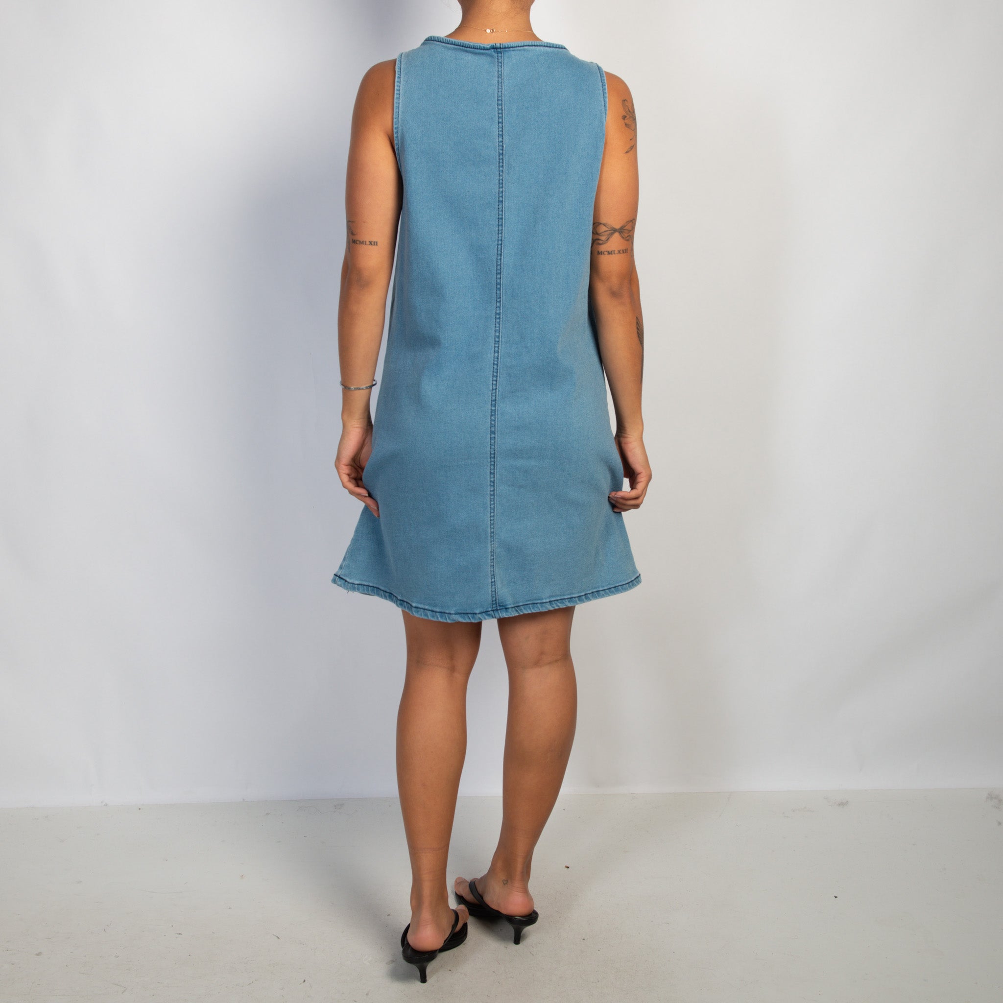 DENIM PINAFORE SHIFT DRESS