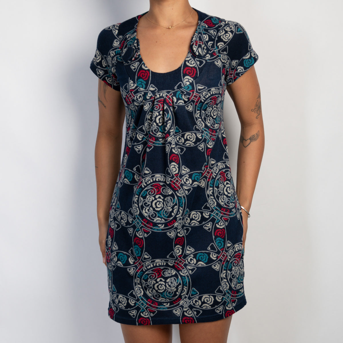 NAVY PATTERN DRESS