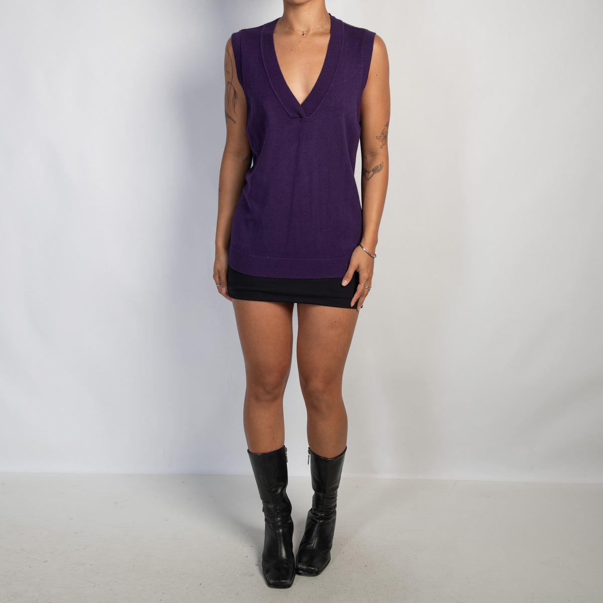 PURPLE KNIT VEST TOP