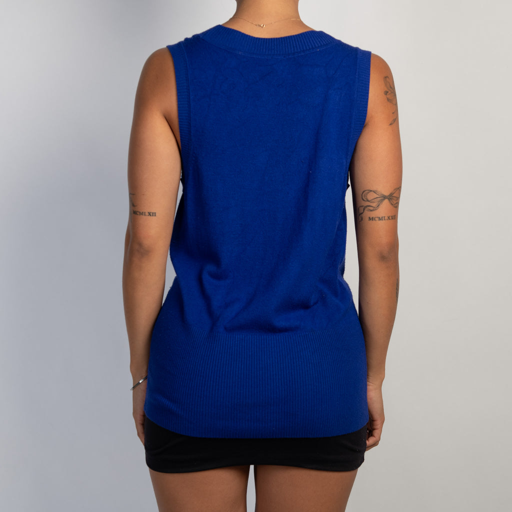 BLUE KNIT VEST TOP