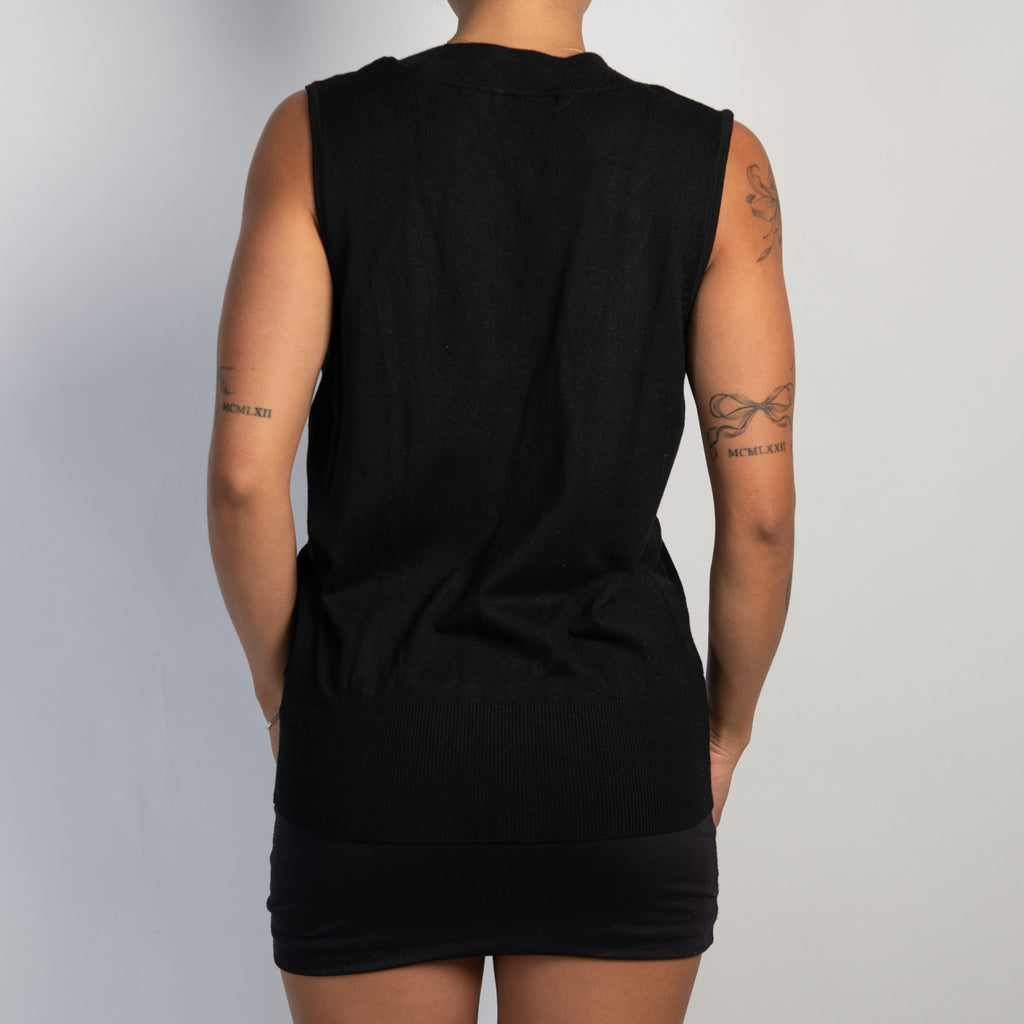 BLACK KNIT VEST TOP