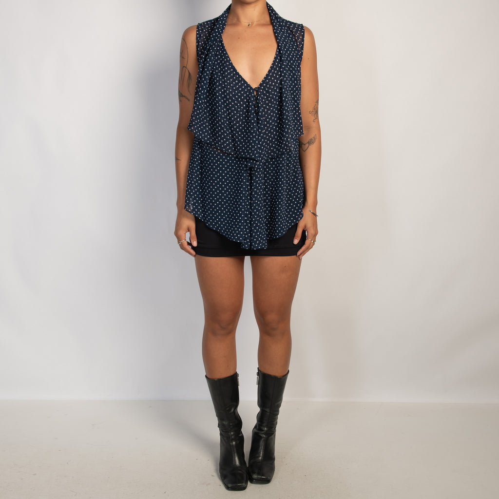 NAVY POLKA DOT BLOUSE