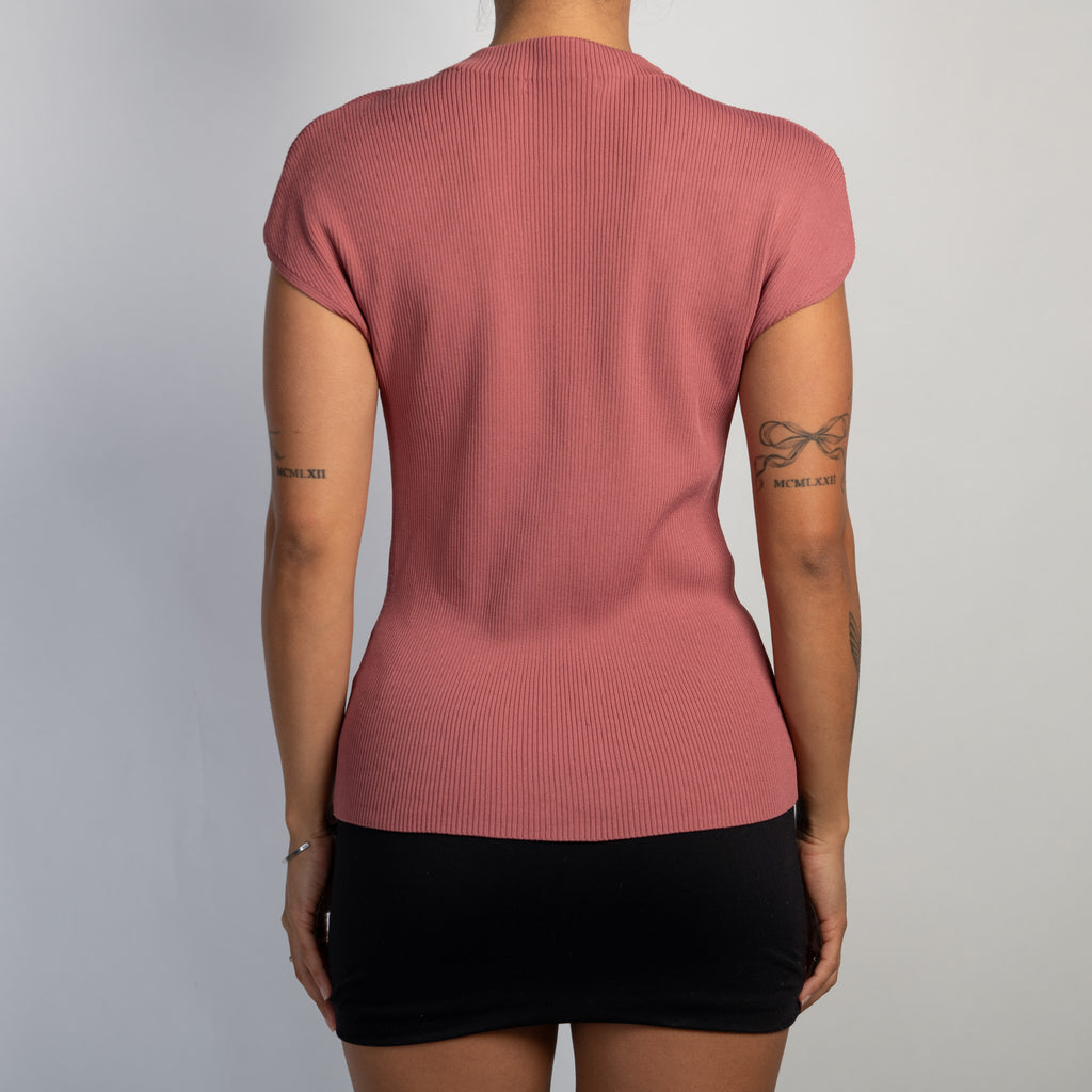 PINK STRETCH RIB TOP