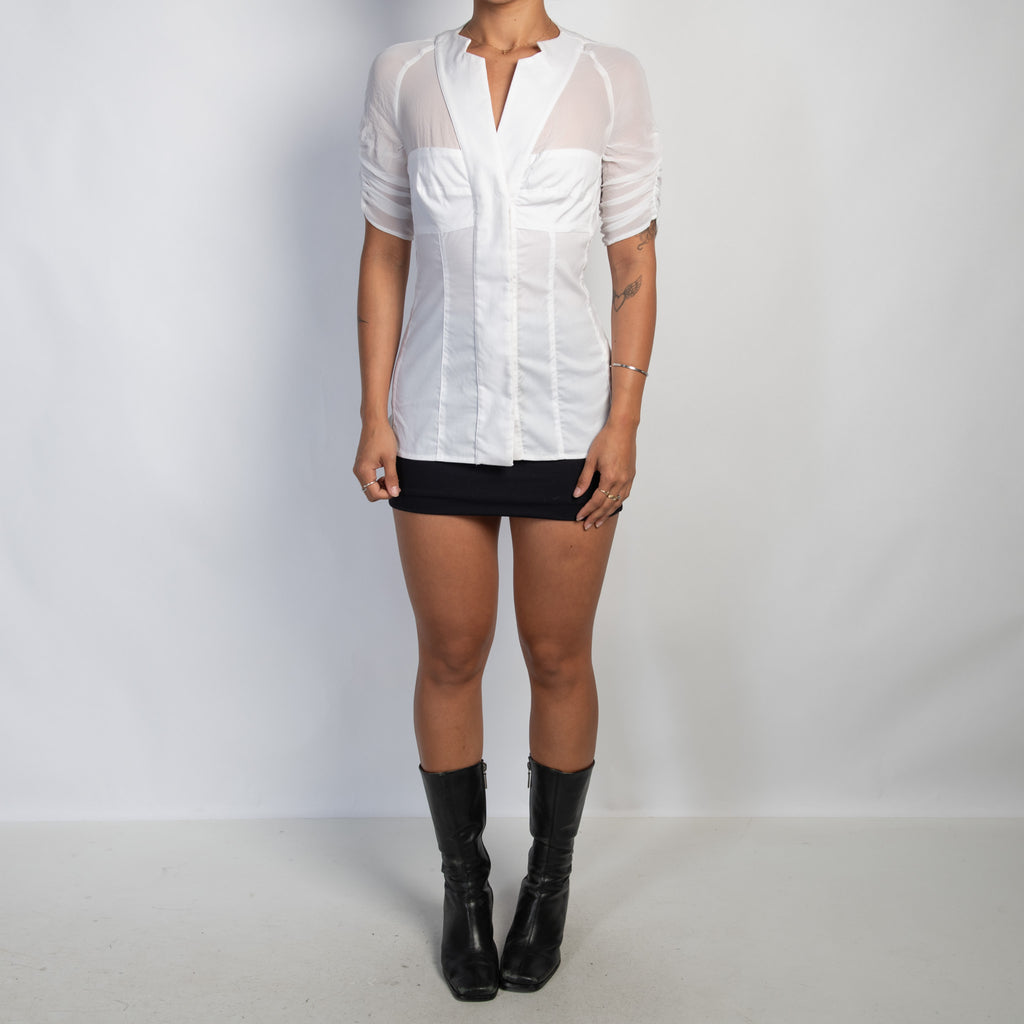 WHITE SHORT SLEEVE BLOUSE