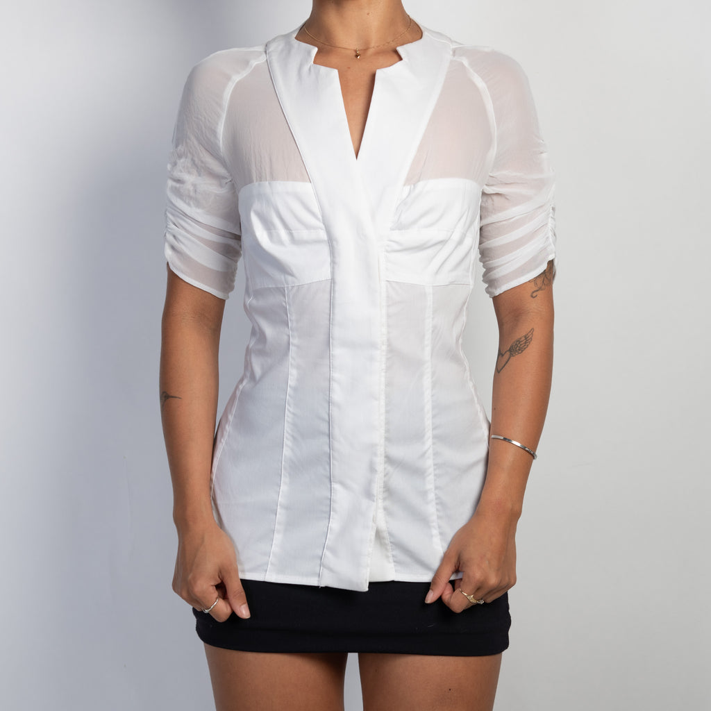 WHITE SHORT SLEEVE BLOUSE