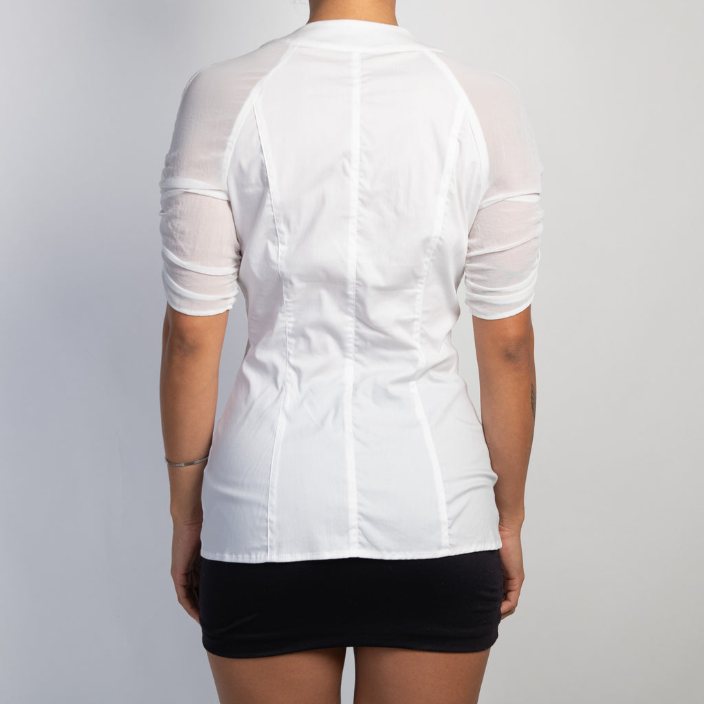 WHITE SHORT SLEEVE BLOUSE