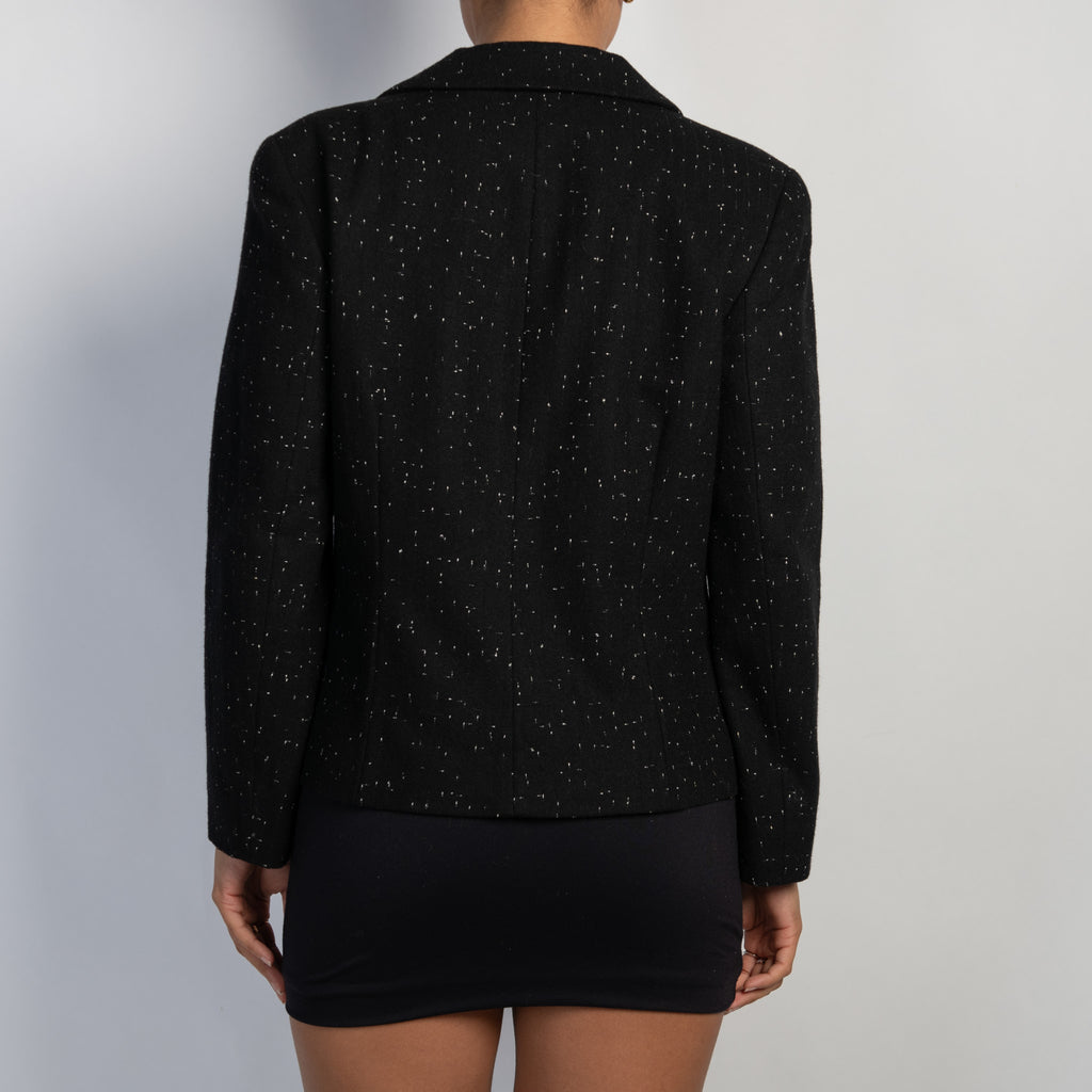 BLACK WOOL SPECKLE BLAZER
