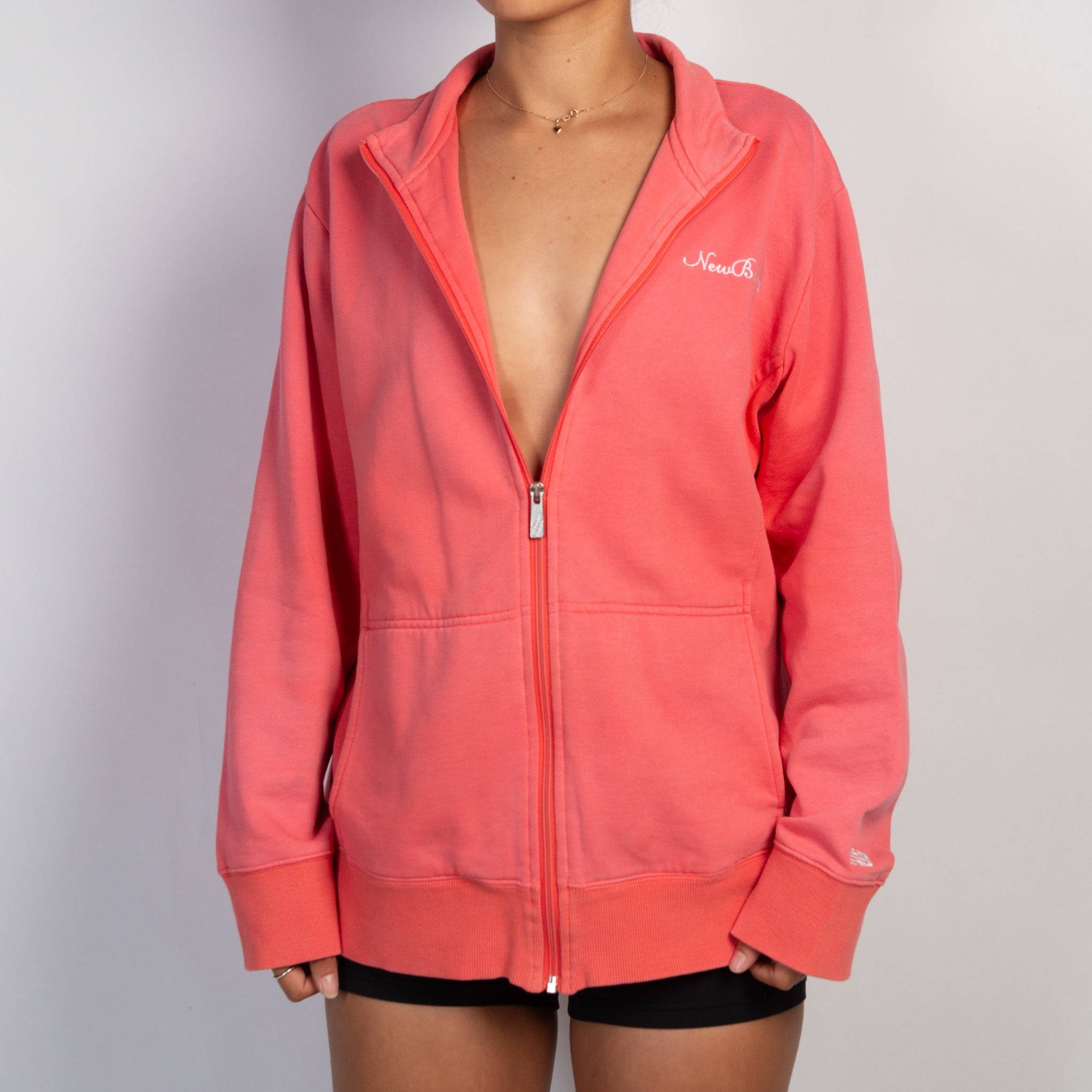 BRIGHT CORAL FLEECE JACKET