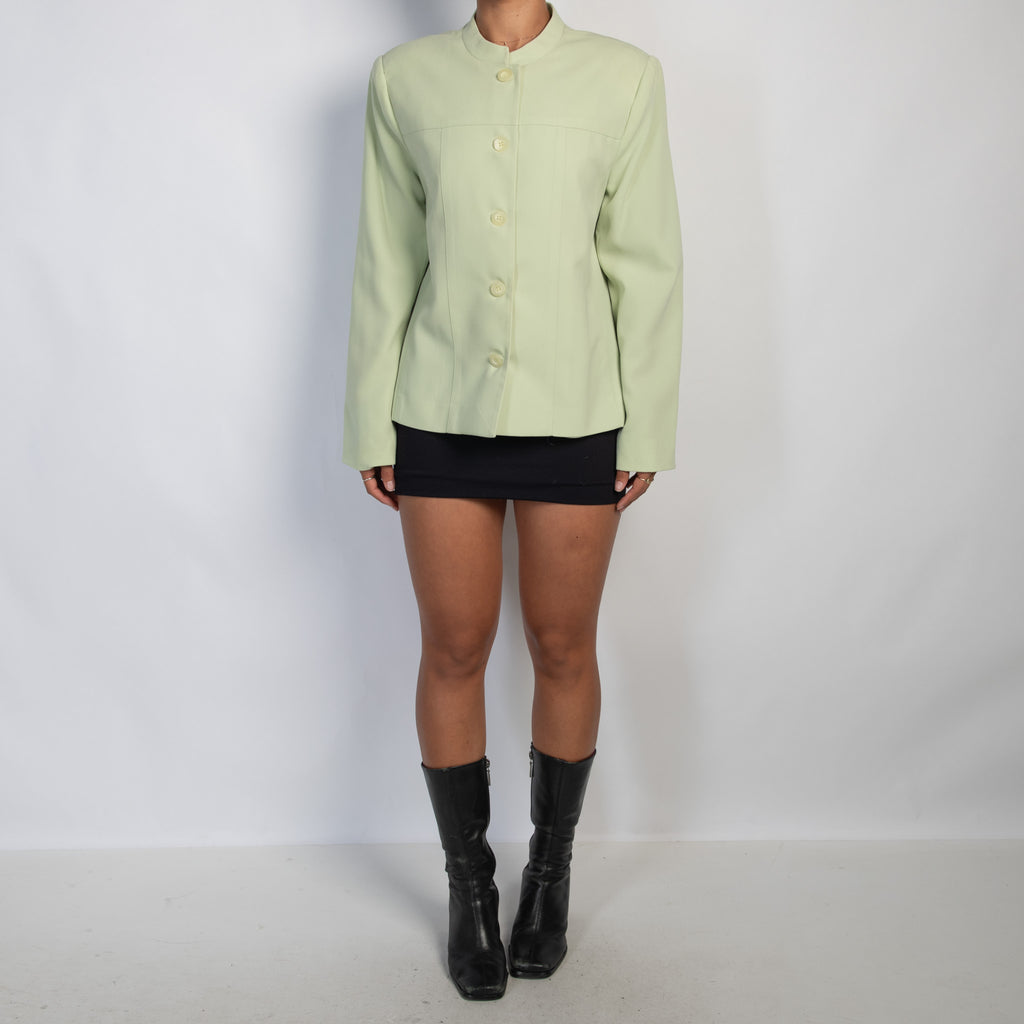 GREEN COLLARLESS BLAZER