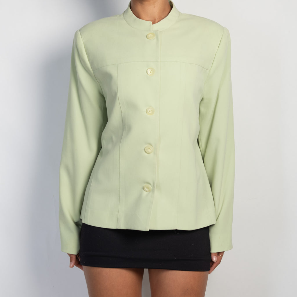 GREEN COLLARLESS BLAZER
